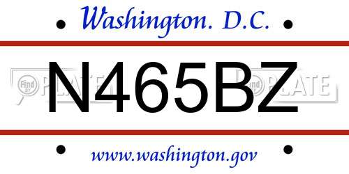 N465BZ District Of Columbia License Plate