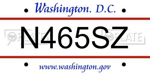 N465SZ District Of Columbia License Plate
