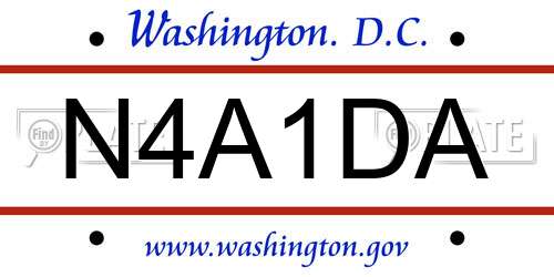 N4A1DA District Of Columbia License Plate