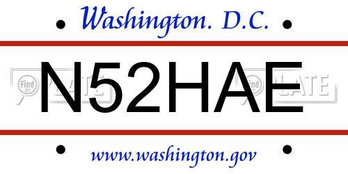 N52HAE District Of Columbia License Plate