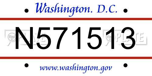 N571513 District Of Columbia License Plate