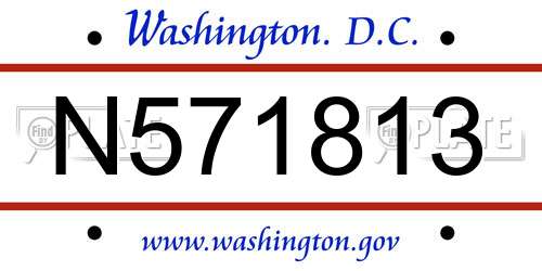 N571813 District Of Columbia License Plate