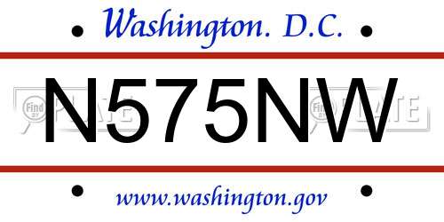 N575NW District Of Columbia License Plate