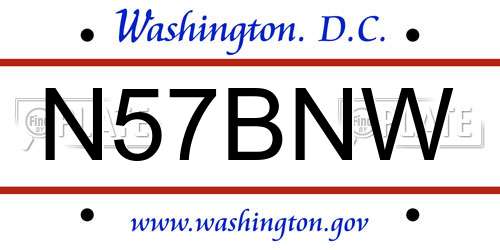 N57BNW District Of Columbia License Plate