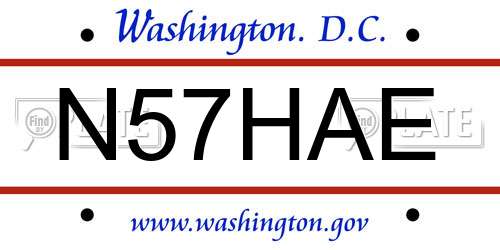N57HAE District Of Columbia License Plate