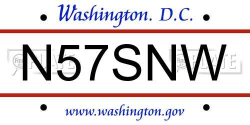 N57SNW District Of Columbia License Plate