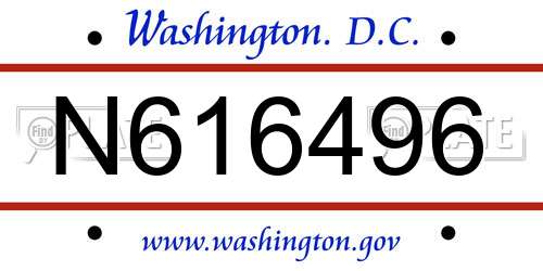 N616496 District Of Columbia License Plate
