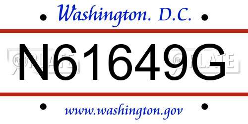 N61649G District Of Columbia License Plate