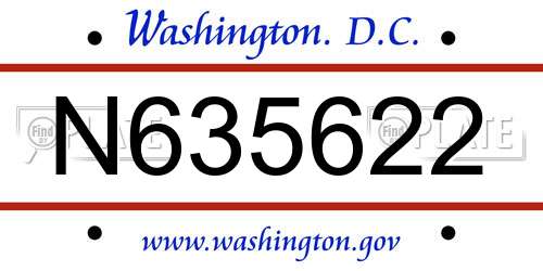 N635622 District Of Columbia License Plate