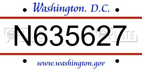 N635627 District Of Columbia License Plate