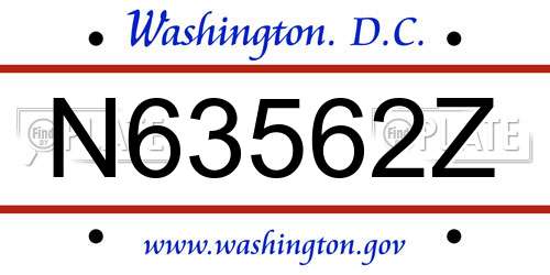 N63562Z District Of Columbia License Plate