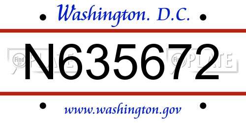 N635672 District Of Columbia License Plate