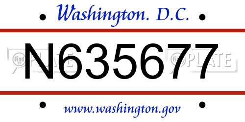 N635677 District Of Columbia License Plate