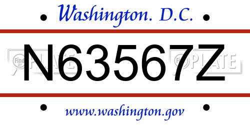 N63567Z District Of Columbia License Plate