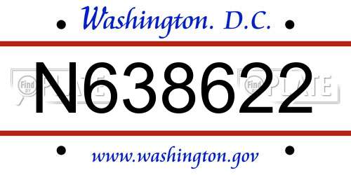 N638622 District Of Columbia License Plate