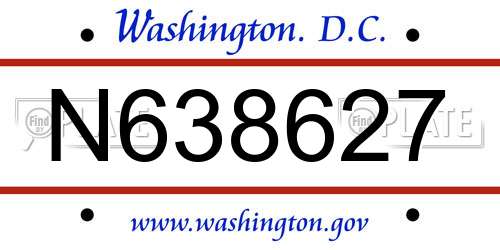 N638627 District Of Columbia License Plate