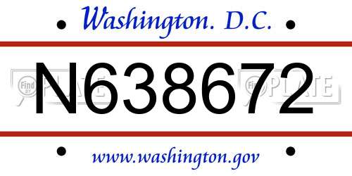 N638672 District Of Columbia License Plate