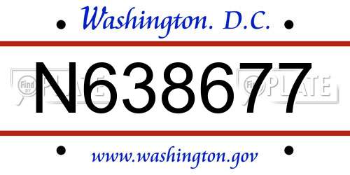 N638677 District Of Columbia License Plate