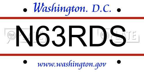 N63RDS District Of Columbia License Plate