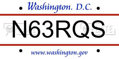 N63RQS District Of Columbia License Plate