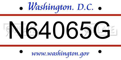 N64065G District Of Columbia License Plate
