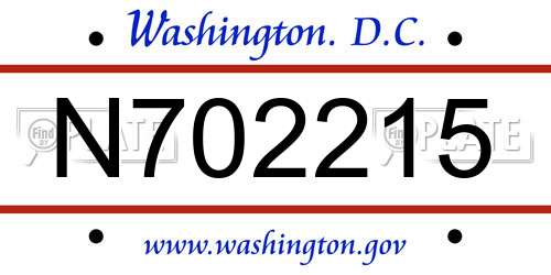 N702215 District Of Columbia License Plate