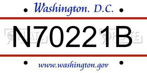 N70221B District Of Columbia License Plate