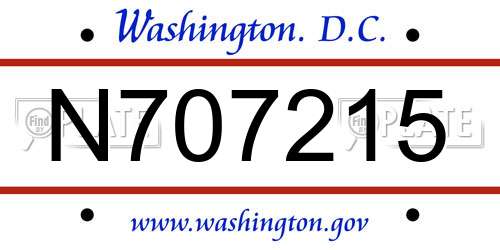 N707215 District Of Columbia License Plate