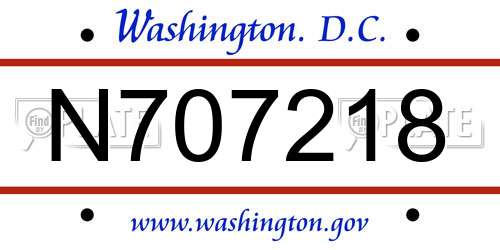 N707218 District Of Columbia License Plate