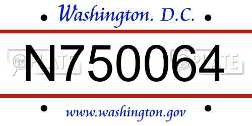 N750064 District Of Columbia License Plate
