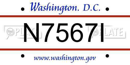 N7567I District Of Columbia License Plate