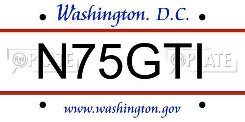 N75GTI District Of Columbia License Plate