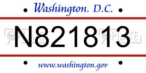 N821813 District Of Columbia License Plate