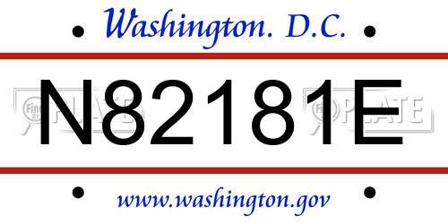 N82181E District Of Columbia License Plate