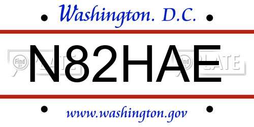 N82HAE District Of Columbia License Plate