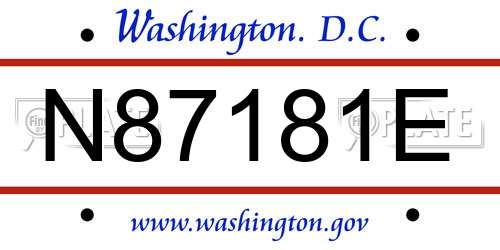 N87181E District Of Columbia License Plate