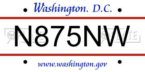 N875NW District Of Columbia License Plate