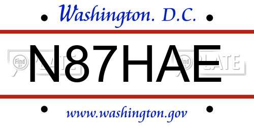 N87HAE District Of Columbia License Plate
