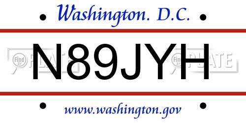 N89JYH District Of Columbia License Plate