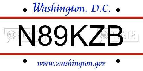 N89KZB District Of Columbia License Plate