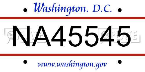 NA45545 District Of Columbia License Plate