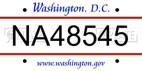 NA48545 District Of Columbia License Plate