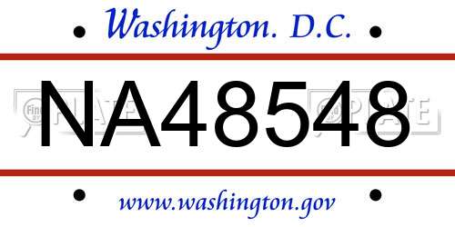 NA48548 District Of Columbia License Plate