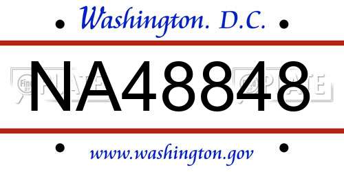 NA48848 District Of Columbia License Plate