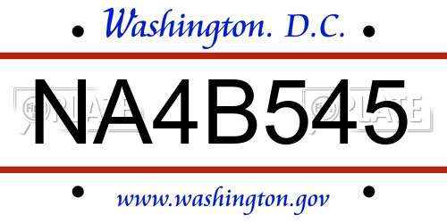 NA4B545 District Of Columbia License Plate