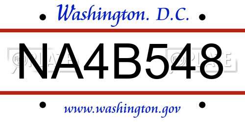 NA4B548 District Of Columbia License Plate