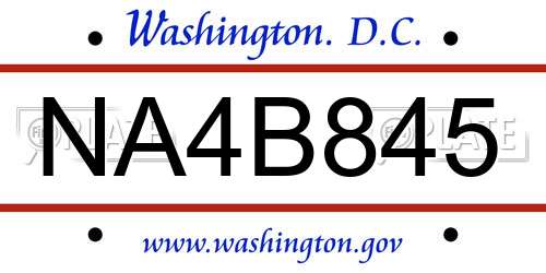 NA4B845 District Of Columbia License Plate