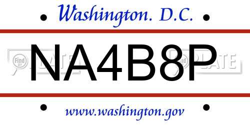 NA4B8P District Of Columbia License Plate