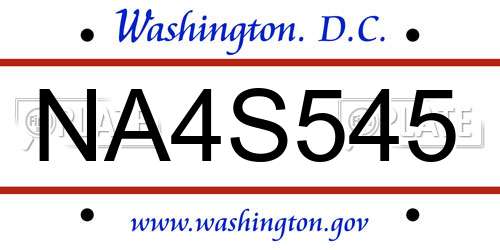 NA4S545 District Of Columbia License Plate