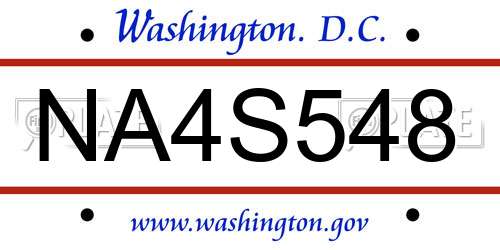 NA4S548 District Of Columbia License Plate